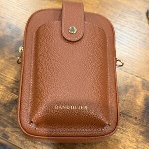 Bandolier Tan Leather Phone Pouch